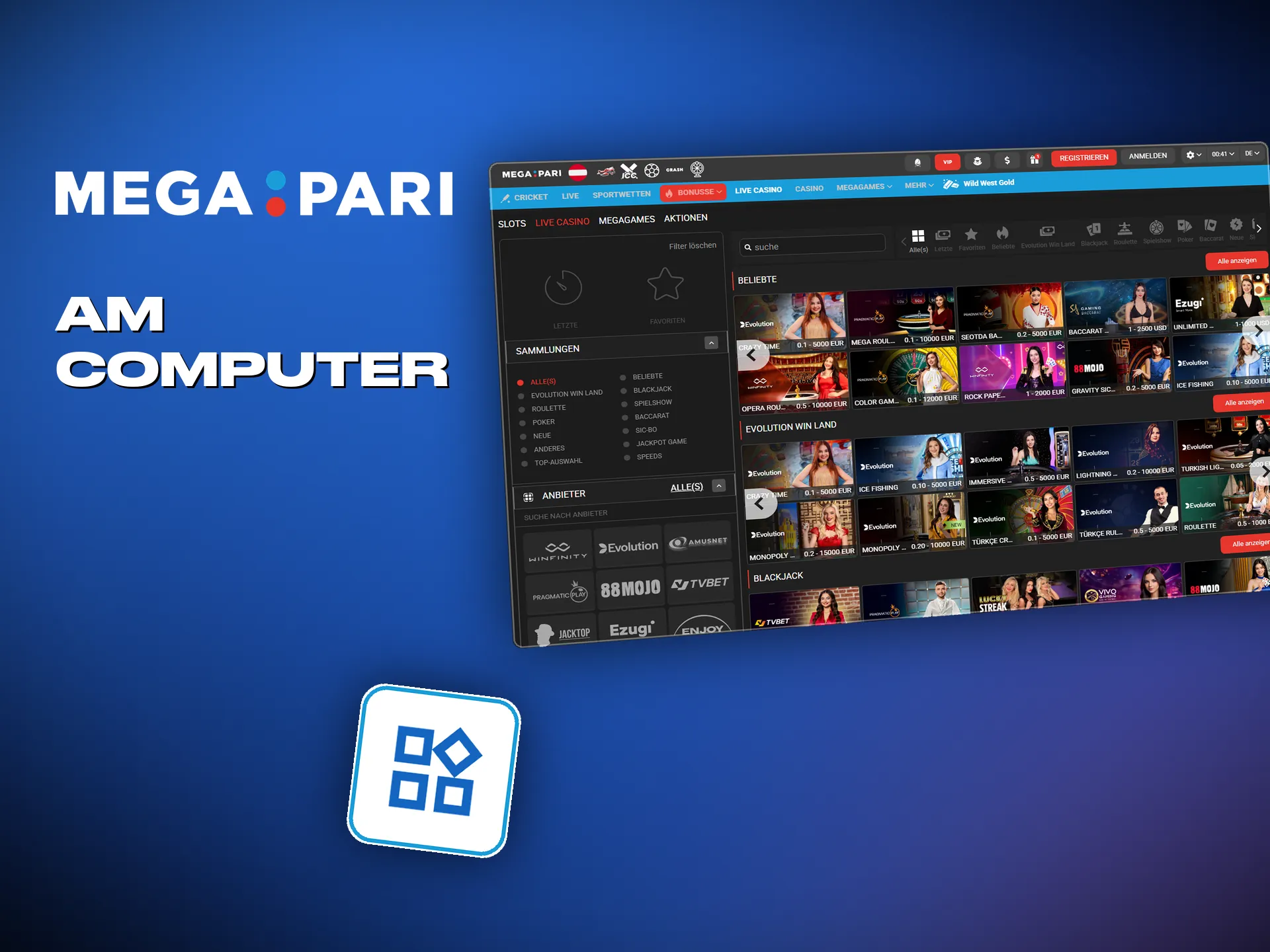 Die Megapari App ist eine PWA und läuft auch am PC flüssig