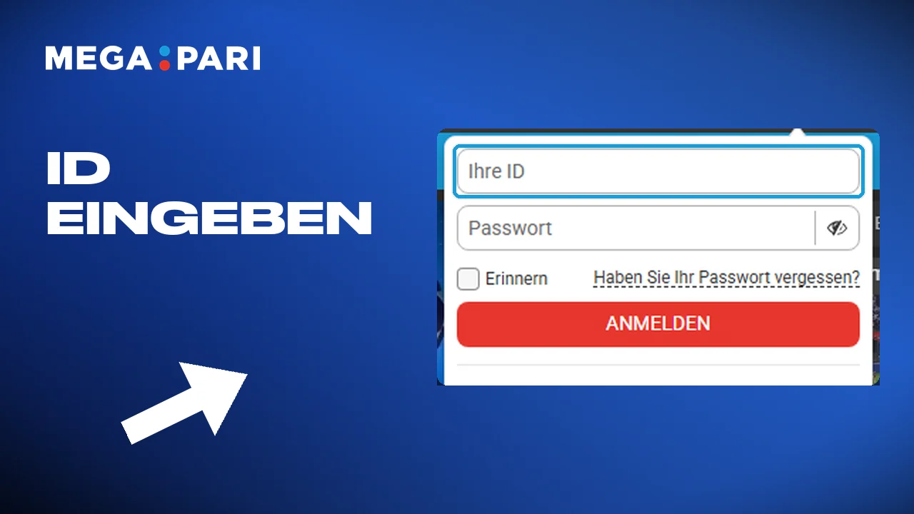 Mit der hinterlegten E-Mail oder Nummer bei Megapari anmelden